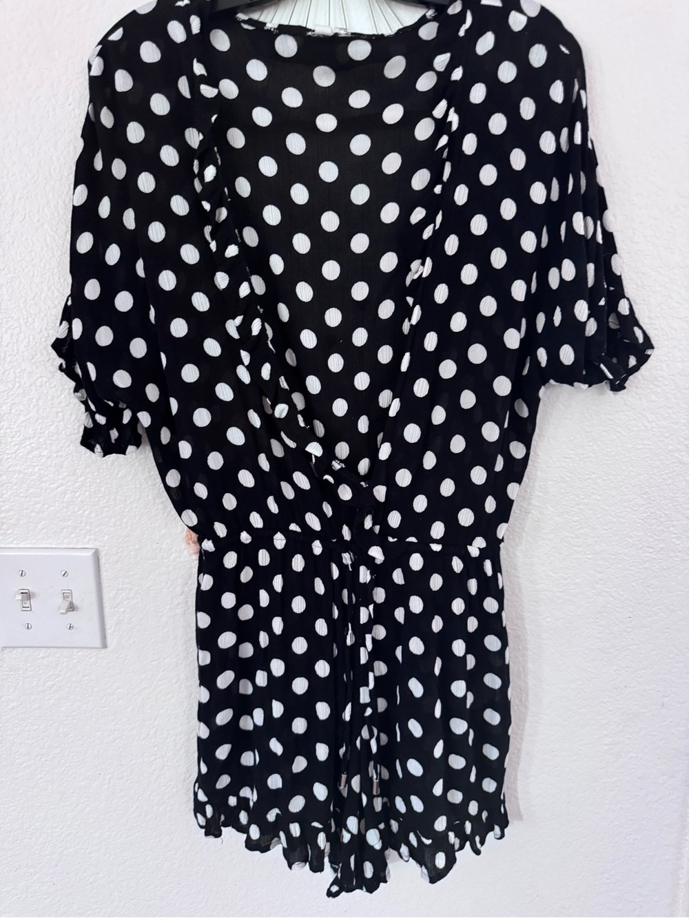 NWOT Elan Black & White Polka Dot Romper